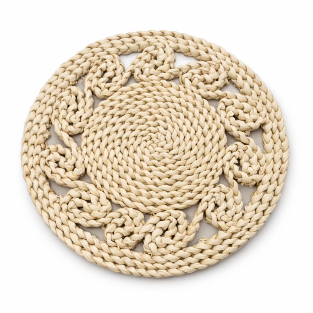 individual tejido de fibra natural decorativo redondo