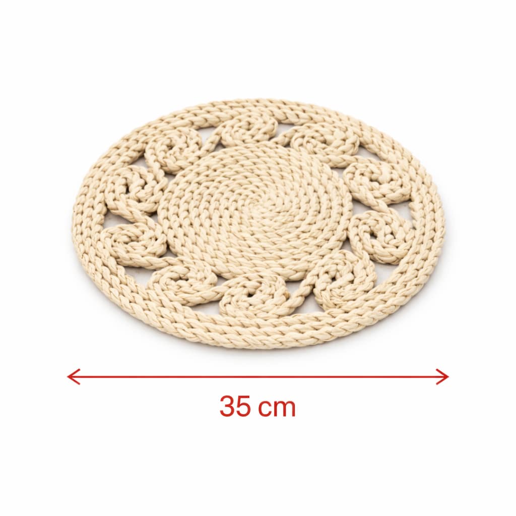 individual tejido de fibra natural decorativo redondo