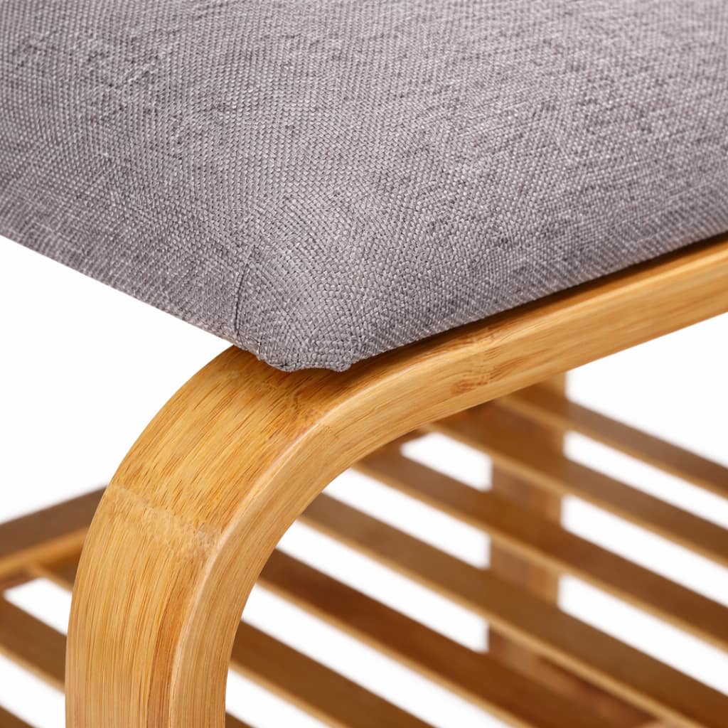 banco zapatero de bambú con cojín y repisas