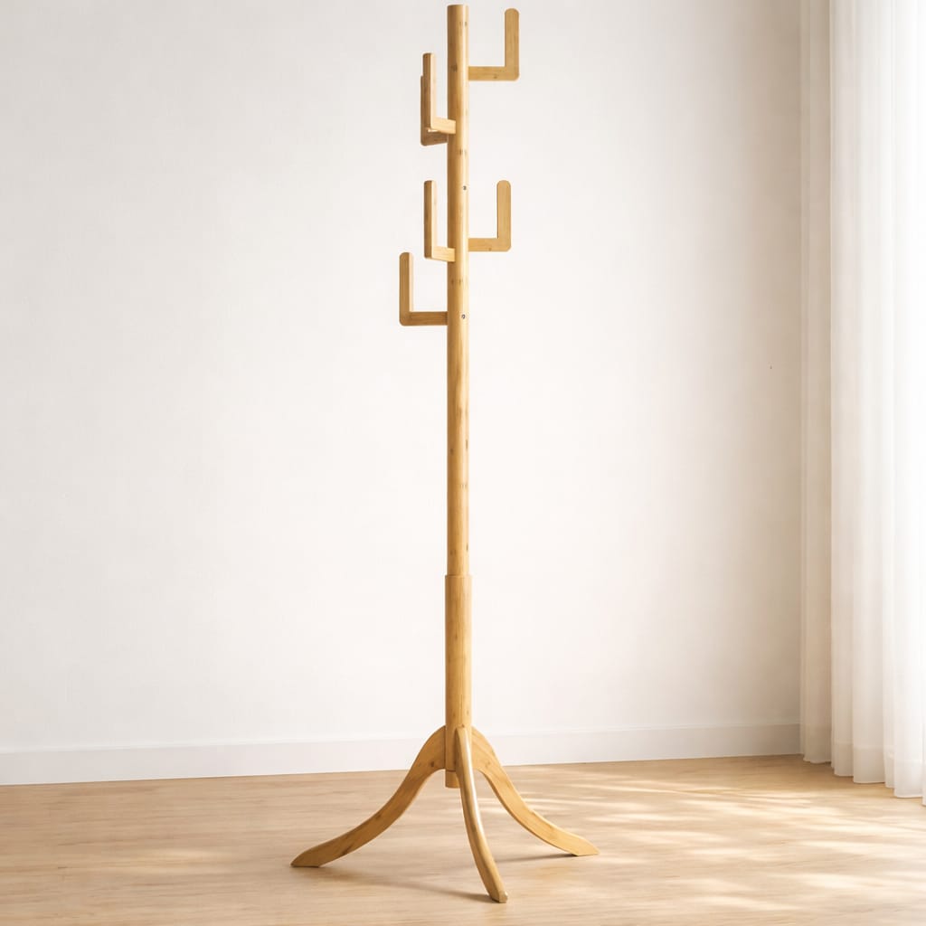 Perchero de bambú moderno para ropa y accesorios