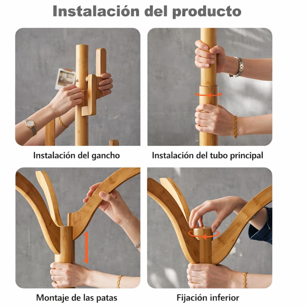 Perchero de bambú moderno para ropa y accesorios