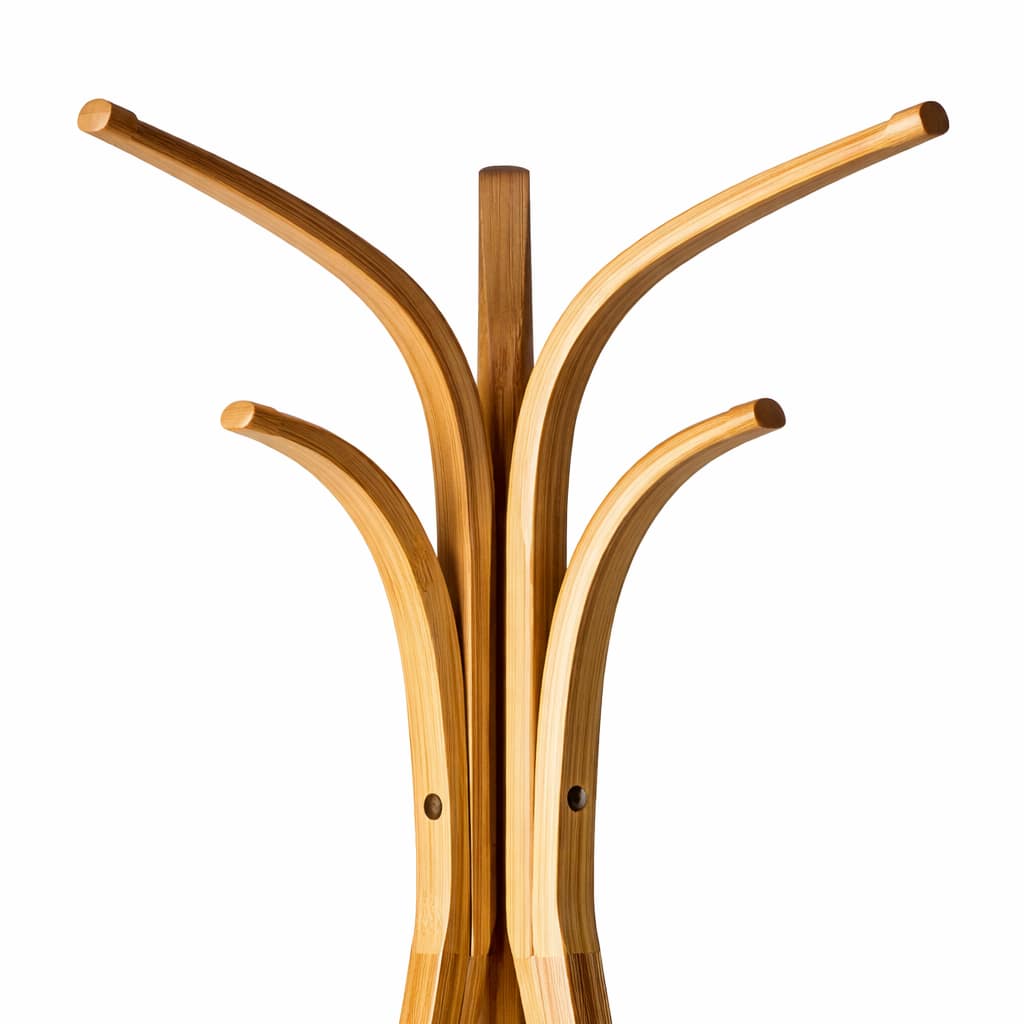 Perchero de madera multifuncional con repisas y ganchos para organización del hogar