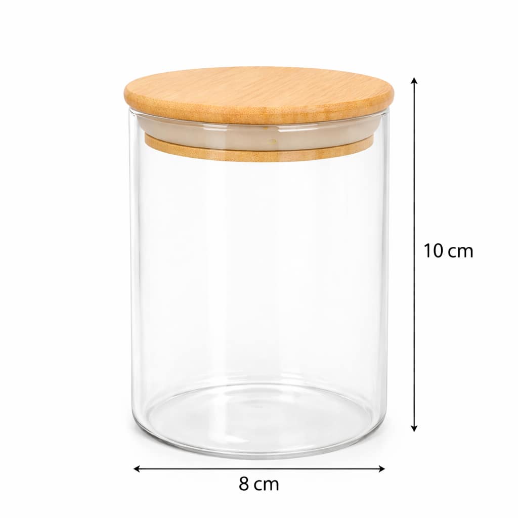 Estante de especias de bambú con frascos de vidrio lleno de condimentos en cocina moderna