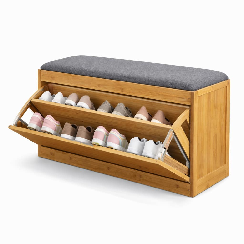 banco zapatero de madera con asiento