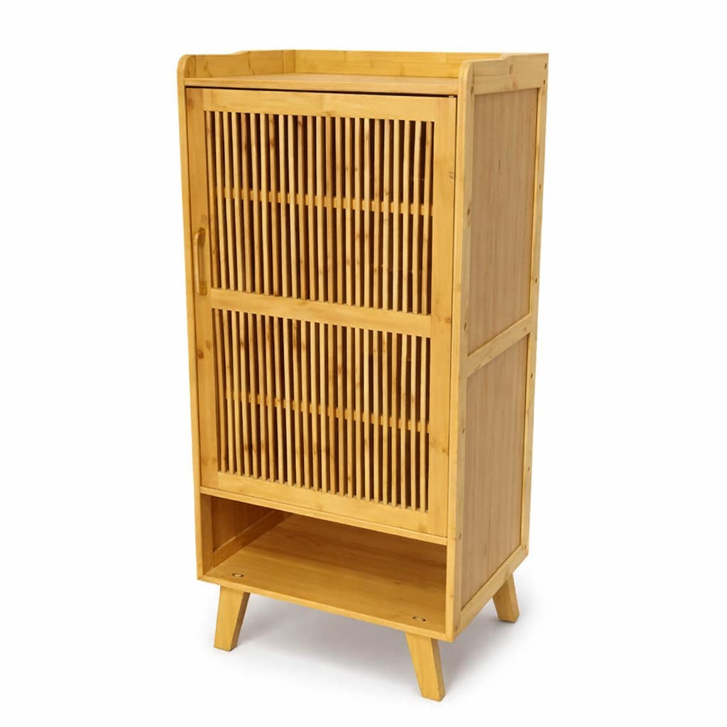 mueble zapatero de bambú cerrado con diseño vertical