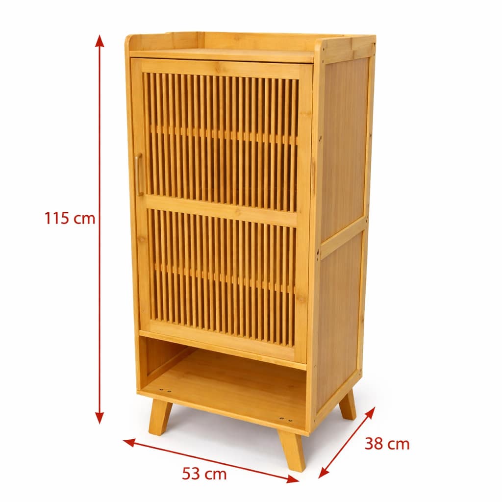 mueble zapatero de bambú cerrado con diseño vertical