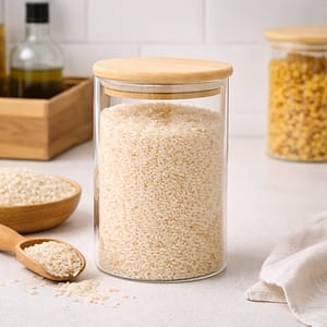 Frasco de vidrio alto con tapa de bambú hermética de 500 ml para cocina