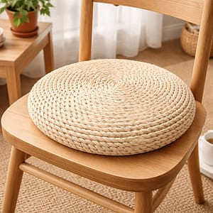 puf tejido de fibra natural decorativo estilo boho